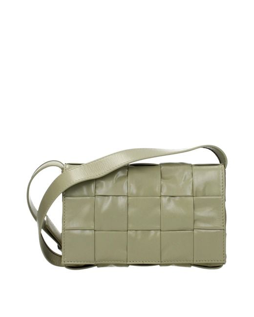 Bottega Veneta Green Cassette Crossbody Bag/Travertine Leather