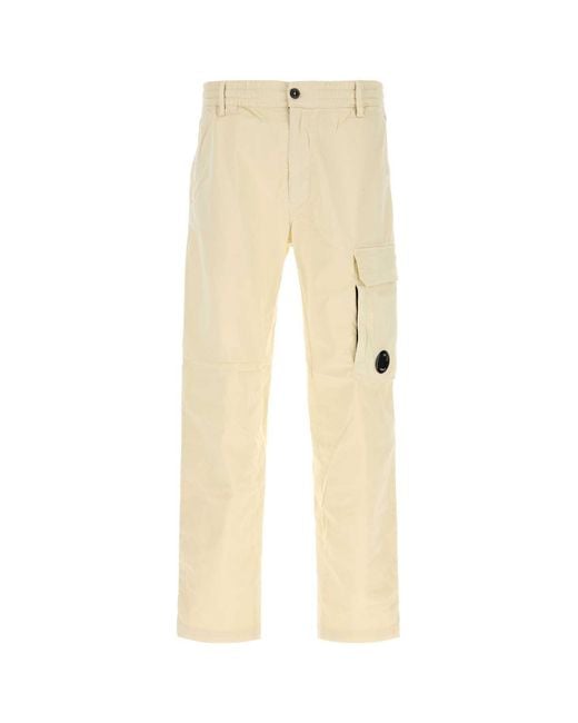 C P Company Natural Cream Stretch Cotton Cargo Pant for men
