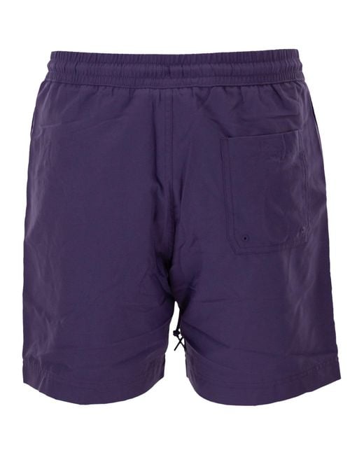 Carhartt Blue Beach Shorts With Logo
