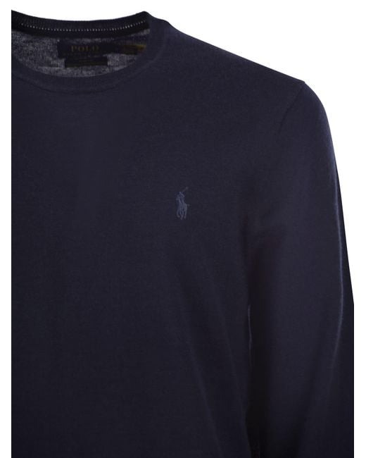 Polo Ralph Lauren Blue Slim-Fit Washable Wool Crew Neck Jumper for men