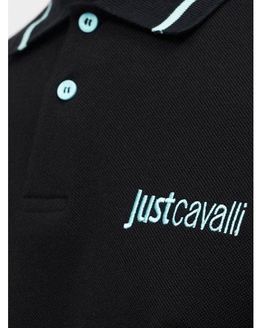 Just Cavalli Black Polo Shirt Cotton for men