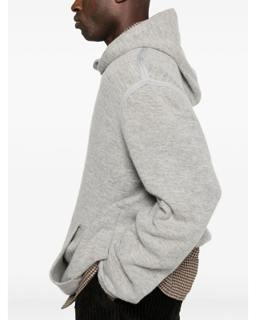 1989 STUDIO Gray Cut Knit Hoodie for men