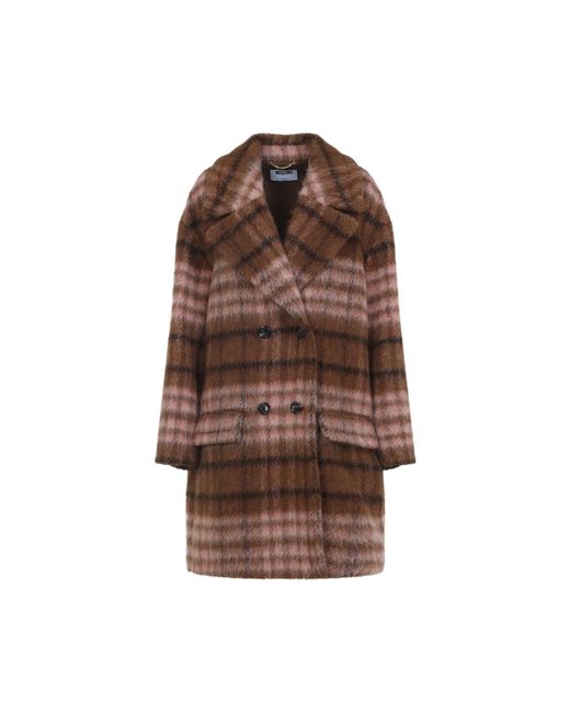 Moschino Brown Checked Coat