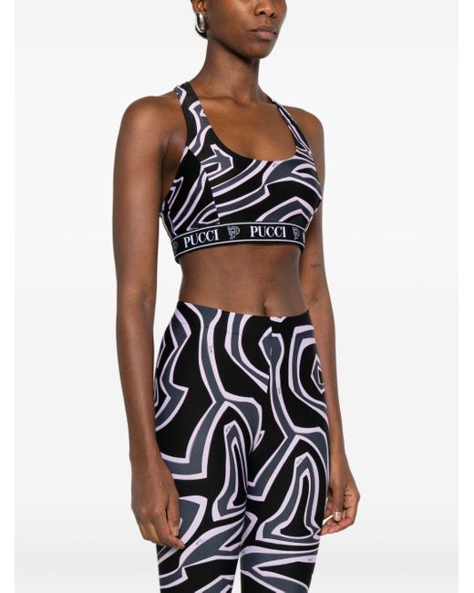 Emilio Pucci Black Printed Bra