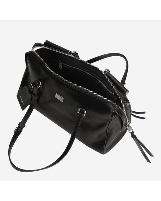 Dolce & Gabbana Black Vittoria Calfskin Leather Bag