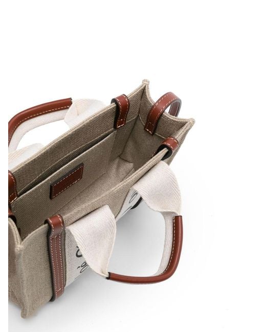 Chloé White Woody Mini Linen Tote