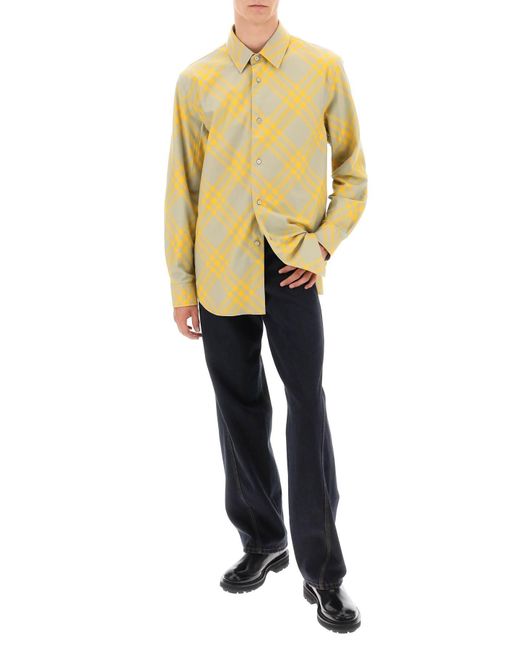 Camicia Check di Burberry in Yellow da Uomo