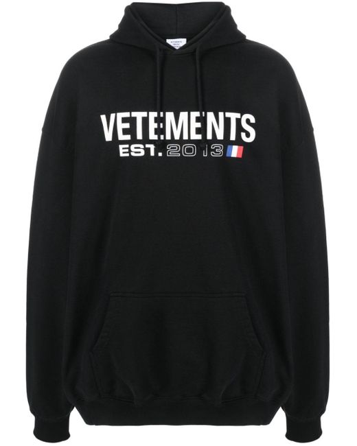Vetements Black Logo Cotton Hoodie for men