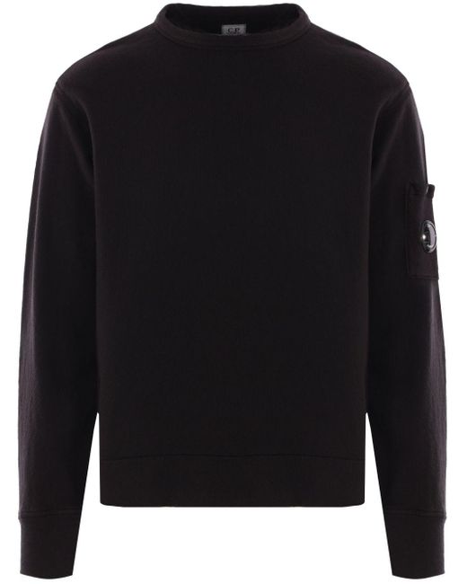 C.P. LOGO DE LOGO DE LA COMPAÑÍA sudadera de cuello de algodón de algodón C P Company de hombre de color Black