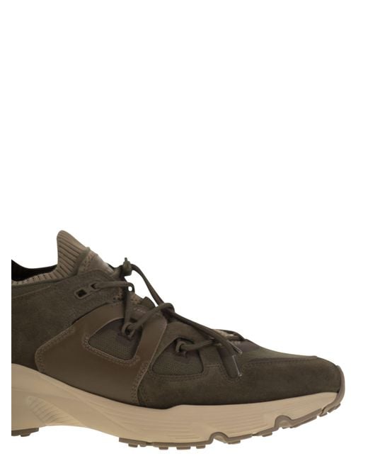 Tod's Brown Leather And Technical Fabric Sneakers for men