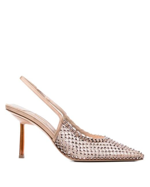 Le Silla Pink Gilda Crystal Embellished Heel Pumps 80mm