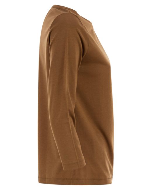 Majestic Brown T-Shirt With 3/4 Sleeves