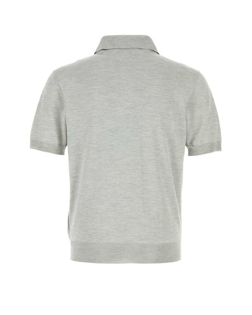Prada Gray Silk Polo Shirt