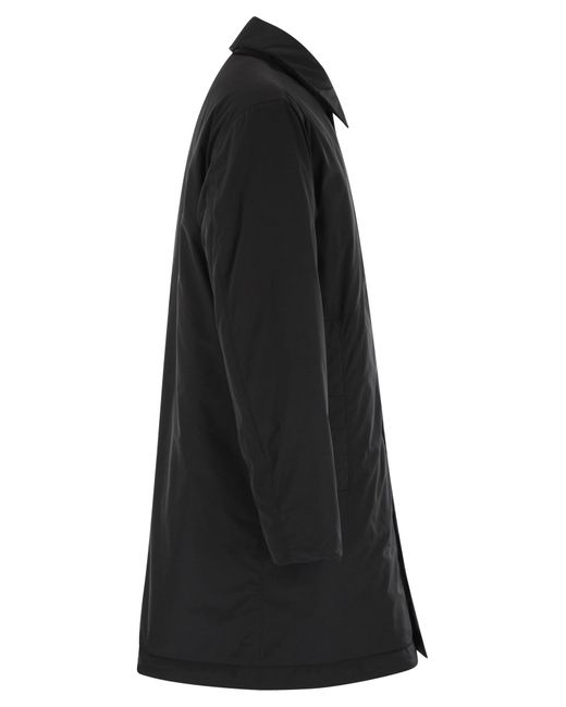 Stone Island Black Padded Car Coat With Anti Drip And Snap Pockets for men