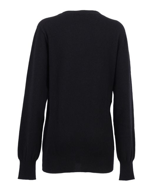 Alberta Ferretti Black Cashmere Knit Sweater With Twist Detail And Decorative Buttons