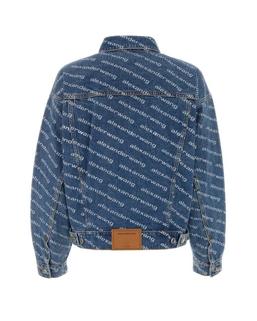 Alexander Wang Blue Game Denim Jacket White Logo Print