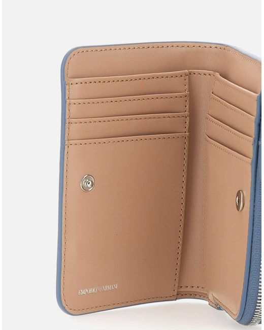 Emporio Armani Blue Vegan Leder Frauen 's Brieftasche mit Münzentasche