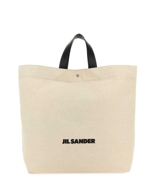Jil Sander Natural Sand Canvas Flat Shopping Bag