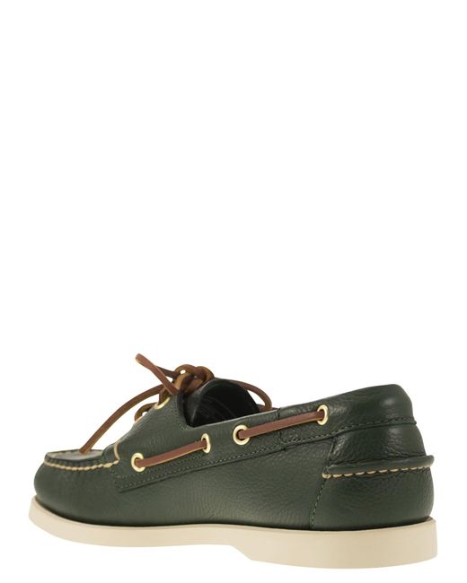 Sebago Green Portland Moccasin With Grained Leather
