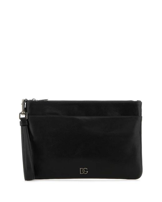 Dolce & Gabbana Black Leather Clutch for men