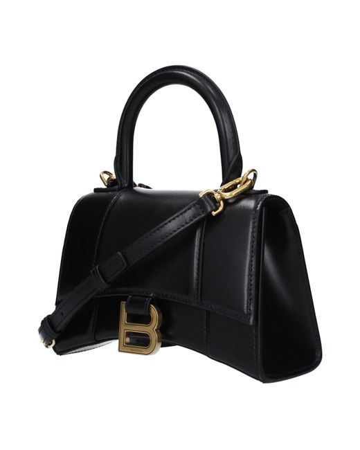 Balenciaga Black Borse A Mano Hourglass Donna Pelle Nero