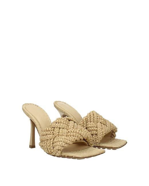 Bottega Veneta Metallic Lido Sandals Raffia/Sugar Cane