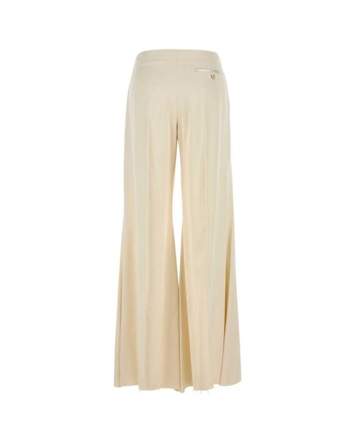 McQueen White Cream Satin Wide Leg Pant
