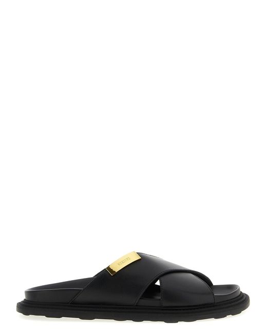 Moschino Black Leather Sandals