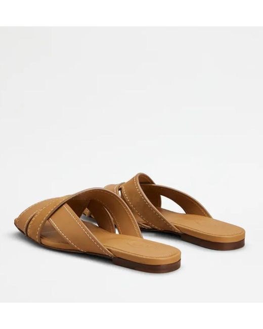 Tod's Brown Flaches Leder