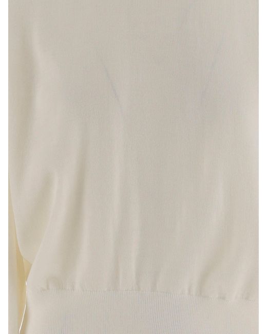 Jacquemus Natural Merino Wool Sweater With Logo Embroidery