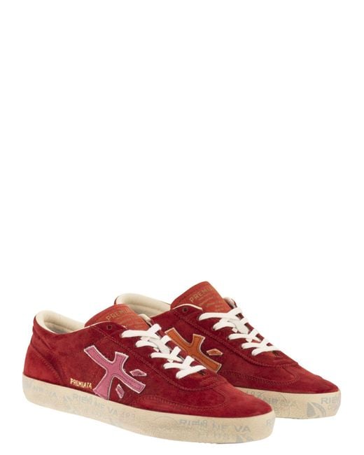 Premiata Red David 8102 Suede Trainers