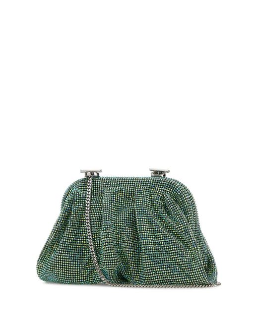 Benedetta Bruzziches Green Embellished Fabric Small Venus Clutch