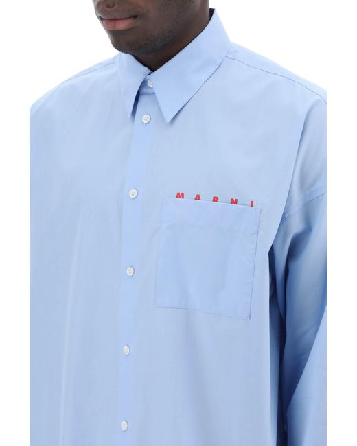 Marni Boxy Shirt mit italienischem Kragen in Blue für Herren