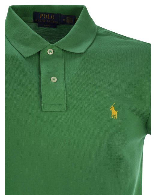 Polo Ralph Lauren Green Slim-Fit Pique Polo Shirt for men