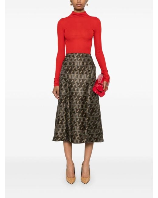 Fendi Brown Ff Silk Skirt