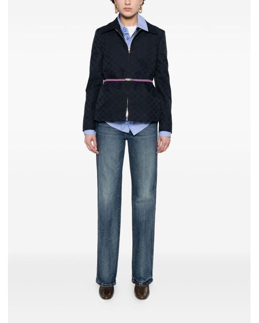 Gucci Blue Gg Zipped Jacket
