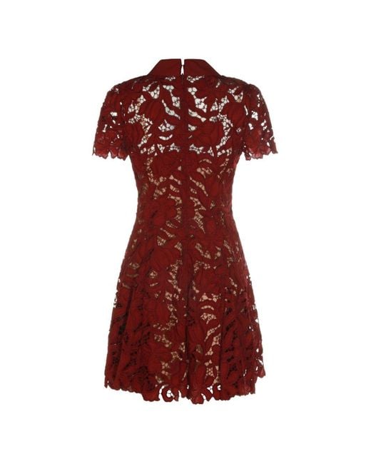 Self-Portrait Red Lace Mini Dress