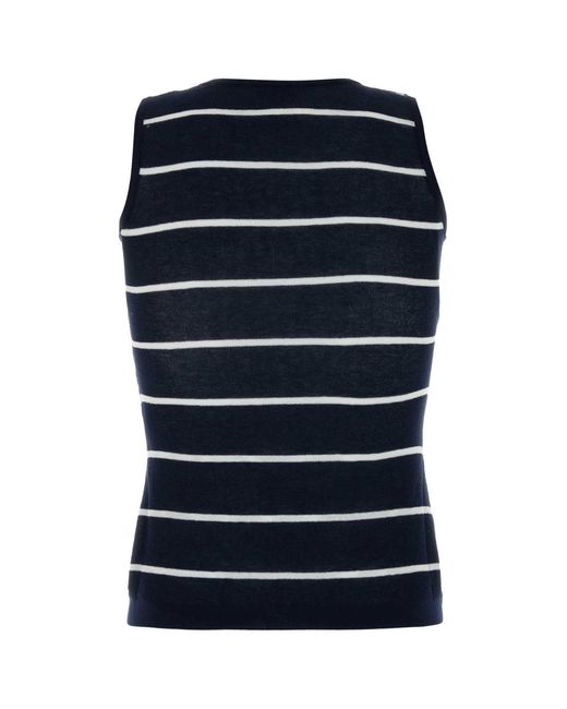 Balenciaga Blue Embroidered Knit Tank Top