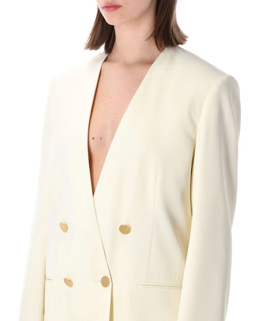 Alberta Ferretti White Double-Breasted Button Blazer