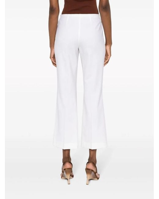 P.A.R.O.S.H. White Stretch-wool Flared Cropped Trousers