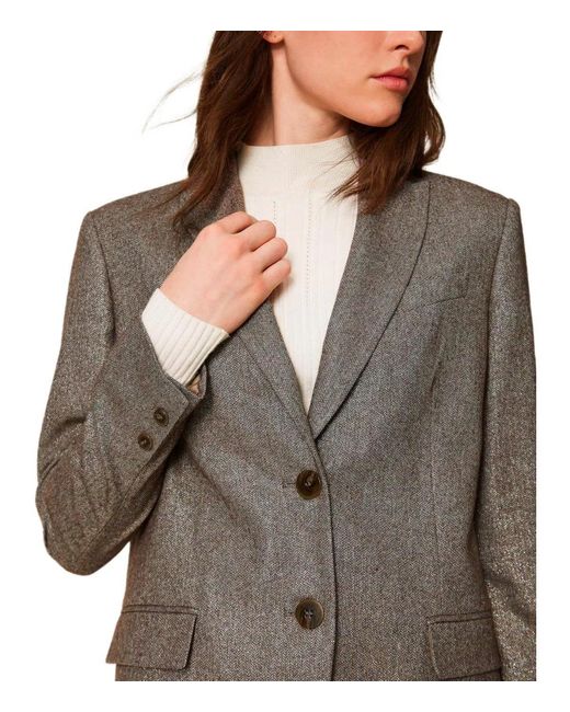 Twinset Green Single Breasted Blazer
