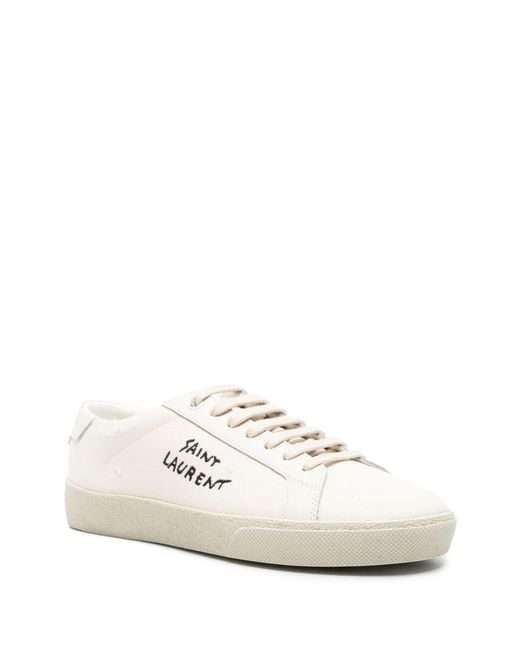 Saint Laurent White Court Classic Canvas Sneakers