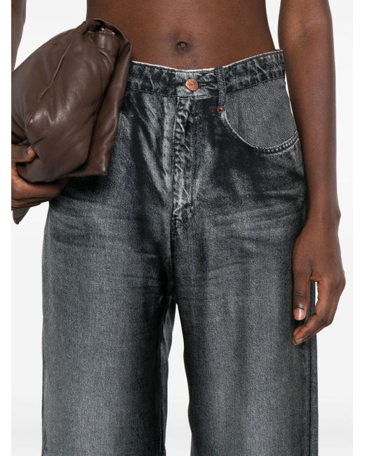 Pierre Louis Mascia Denim Print Zijden Broek in het Gray