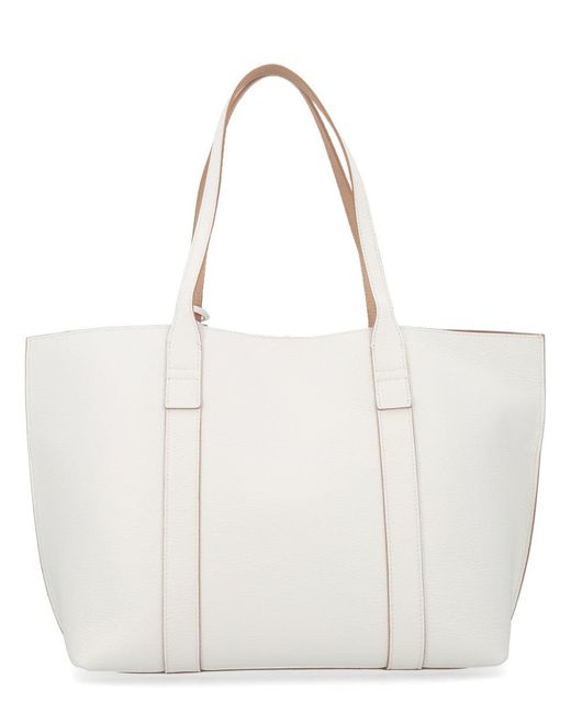Hogan White Script Shopping Bag Medium For
