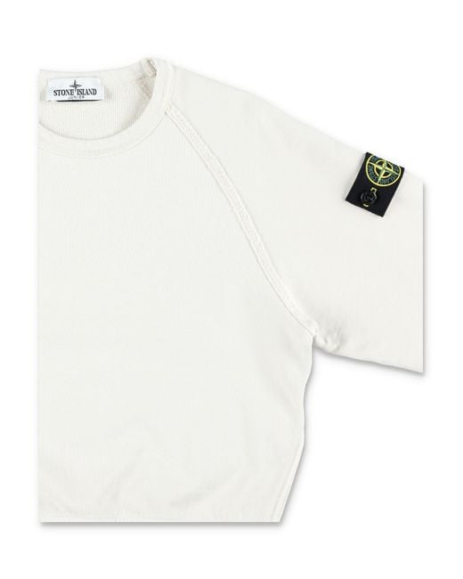 Stone Island White Oversized-Fit Raglan Crewneck Sweatshirt