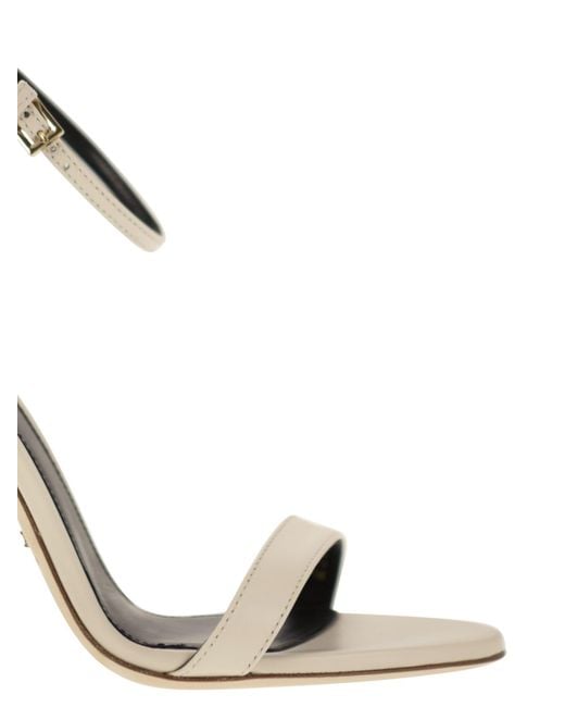 Sandalias de cuero franquici de Elisabetta con tacón logo Elisabetta Franchi de color Metallic