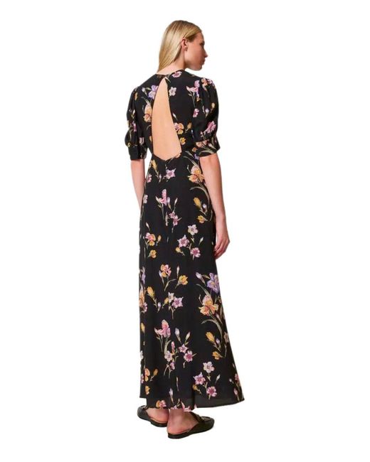 Twinset Black Floral Long Dress