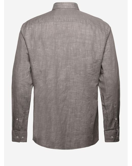 Boss Gray Cotton And Linen Shirt for men