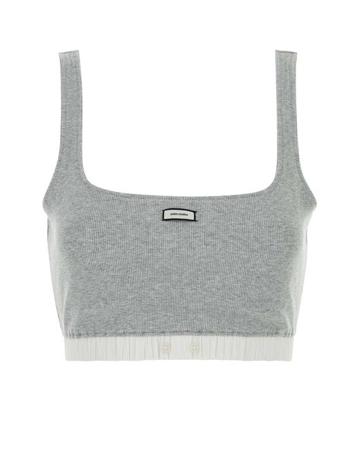 Entire studios Gray Stretch Cotton Crop Top