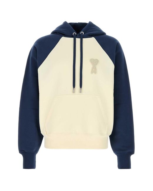 AMI Blue Two-tone Cotton Sweatshirt